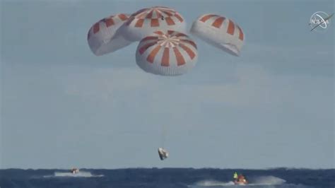 SpaceX Crew Dragon splashdown in the Atlantic Ocean for NASA