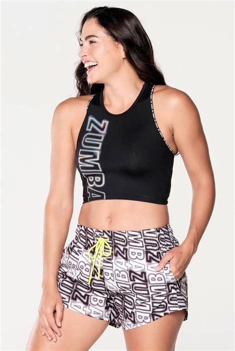 Zumba Wear Crop Top Sportowy Damski Futuristic Na Ramiączkach Czarny