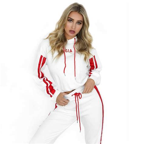 Gia Red White Striped Long Sleeve Hooded Sweatshirt Sweatpants Fit Body Gal Sweatpantsoutfit