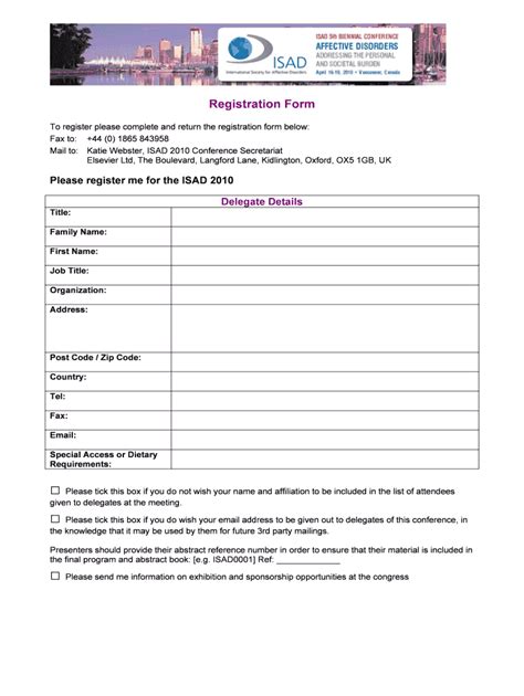 Fillable Online Printable Registration Form Elsevier Fax Email Print