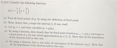 Solved 5 Pts Consider The Following Function