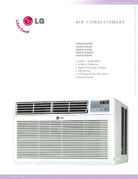 Lg Lwhd1500er Lwhd8000r Lwhd1006r Lwhd1200r Lwhd1800r Air Conditioner