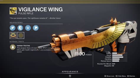 Exotic Pulse Rifle Vigilance Wing Is This Month S Destiny Prime