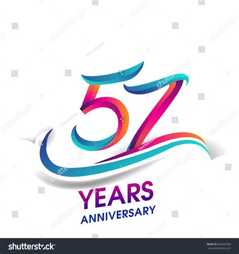 Fifty Seven Years Anniversary Celebration Logotype Stock Vector