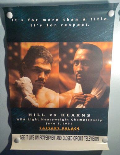 Hearns Vs Hill Poster 1991 Light Heavyweight Title Ppv Original