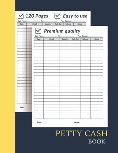 Petty Cash Book Ledger For Petty Cash Record Keeping Large