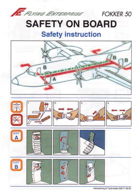 Airline Safety Card For Flying Enterprise Fokker