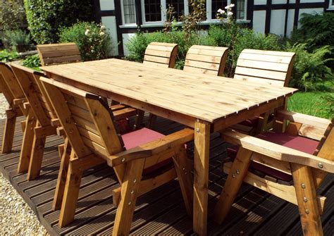 Eight Seater Solid Wood Rectangular Garden / Patio Table and Chairs Set ...