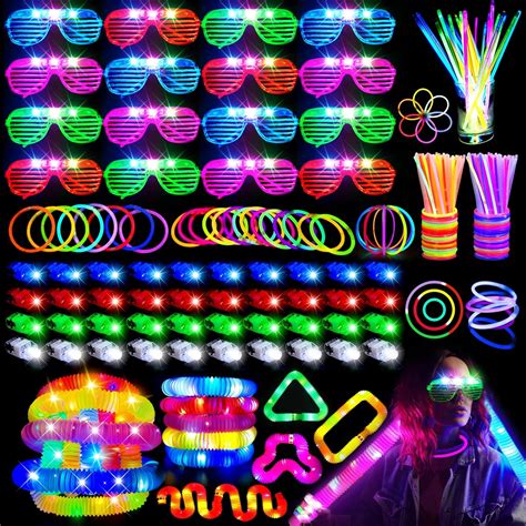 166PCS Glow In The Dark Party Supplies For Kid Adults Led Light Up