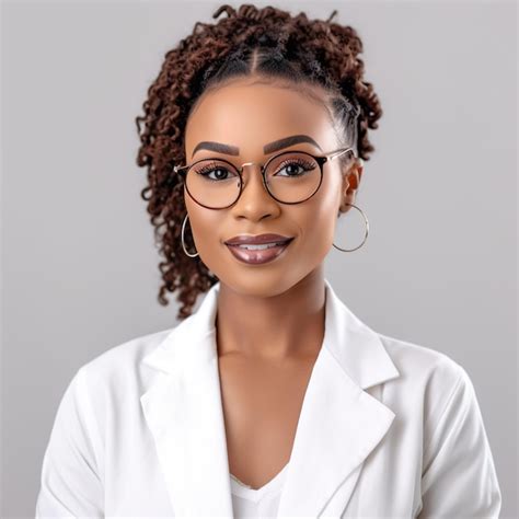 Premium Ai Image A Woman Wearing Glasses And A White Lab Coat