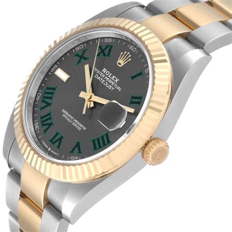 Rolex Datejust 41 Steel Yellow Gold Wimbledon Dial Mens Watch 126333