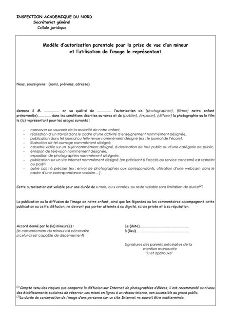 Autorisation Droit à Limage Pour Mineur Doc Pdf Page 1 Sur 2