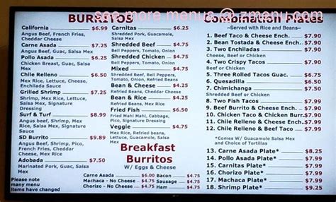 Online Menu of Valeries taco shop Restaurant, Oceanside, California ...