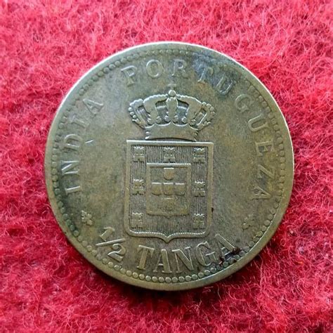 India Portuguese 1 2 Tanga Carlos I Lisboa Mint 1901 Coin BidCurios