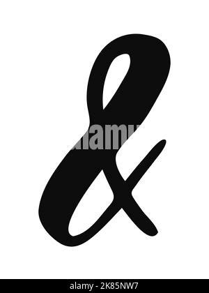 Handdrawn Ampersand Symbol Hand Painted With Ink Brush Vector