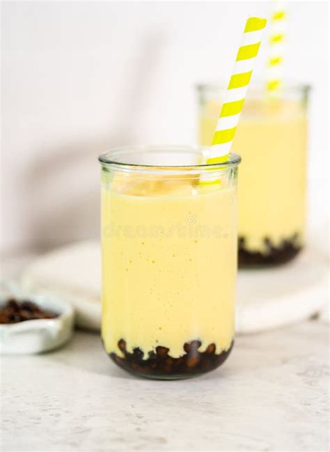 Mango Boba Smoothie Stock Image Image Of Tapioca Boba