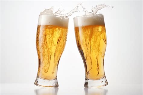 Premium Ai Image Two Glasses Of Beer With Foam