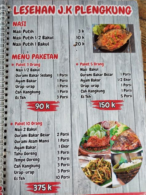 Menu At Lesehan Plengkung Restaurant Kutogirang