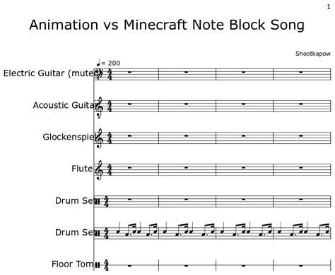 Animation Vs Minecraft Note Block Song Sheet Music For Electric