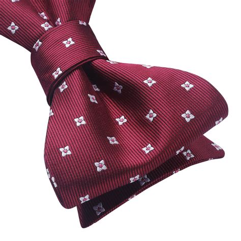 Floral Bow Tie And Pocket Square Burgundywhite Hisdern