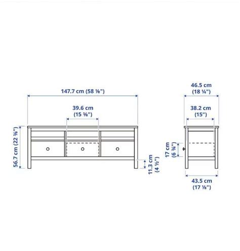 Hemnes Ikea móvel de TV velatura branca 148x47x57 pinho maciço