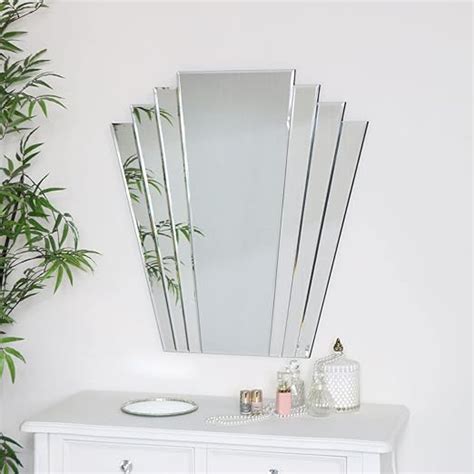 Melody Maison Large Art Deco Fan Frameless Wall Mirror Amazon Co Uk