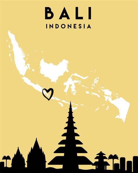 BALI INDONESIA LOVE CITY SILHOUETTE SKYLINE ART Art Print by deificus Art - X-Small | City ...