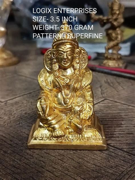 Golden Gold Plated Brass Kuber God Idol For Worship Size 3 5 Inch