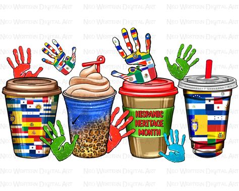 Hispanic Heritage Month Coffee Cups Png Sublimation Design Download