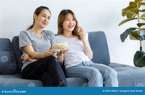 Millennial Asian Young Happy Cheerful Female Lesbian Lgbtq Lover Couple