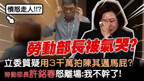 勞動部長被氣哭！民進黨立委質疑用3千萬拍陳其邁馬屁？許銘春怒離場：我不幹了！【新聞大爆報】 Youtube