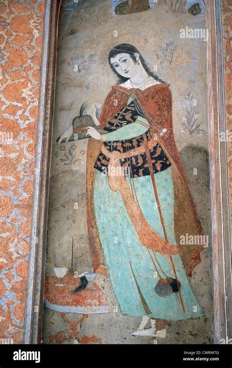 Islamic Art. Fresco depicting a woman. Timurid Dynasty. 15th and 16th ...