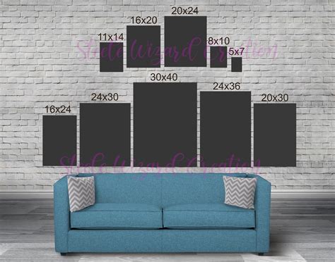 Wall Display Guide Portrait Mockup Photography Size Chart - Etsy | Wall ...