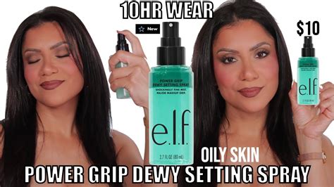 New E L F COSMETICS POWER GRIP DEWY SETTING SPRAY REVIEW 10HR WEAR