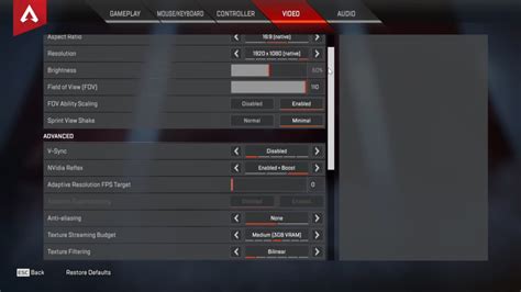 Nickmercs Updated Apex Legends Settings In 2022 Video Settings