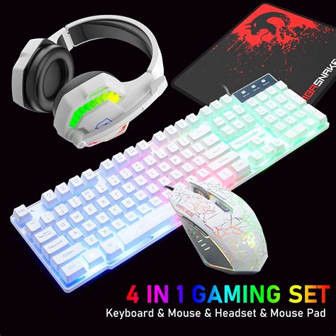 Wired Gaming Keyboard And Mouse Headset Comborainbow Led Backlit Wired Keyboardover Ear