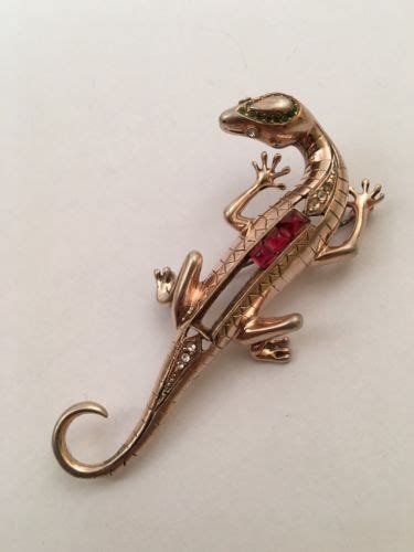 GORGEOUS EARLY STERLING FIGURAL BROOCH LIZARD REJA Brooch