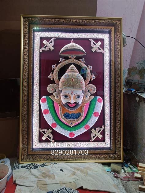 Wooden Frame Gold Shri Khatu Shyam Ji Painting, Size: 24*30inch(L*W) at ...