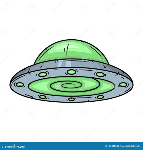 UFO. Cartoon Alien Spaceship. Cosmic Ship in Form Saucer. Stock Vector ...