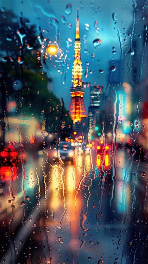 Rain scene tokyo tower architecture | Free Photo - rawpixel