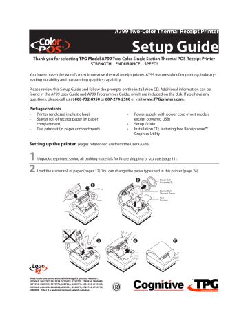 CognitiveTPG ColorPOS A799 User Manual Setup Guide Manualzz