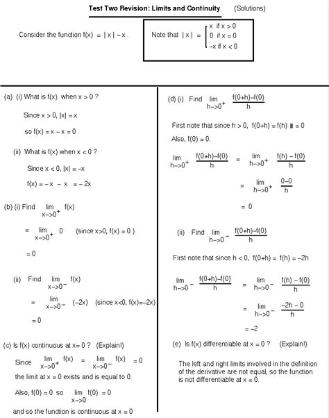 Limits And Continuity Important Questions