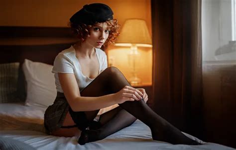 Wallpaper Girl Stockings Beauty On The Bed Takes George Chernyadev