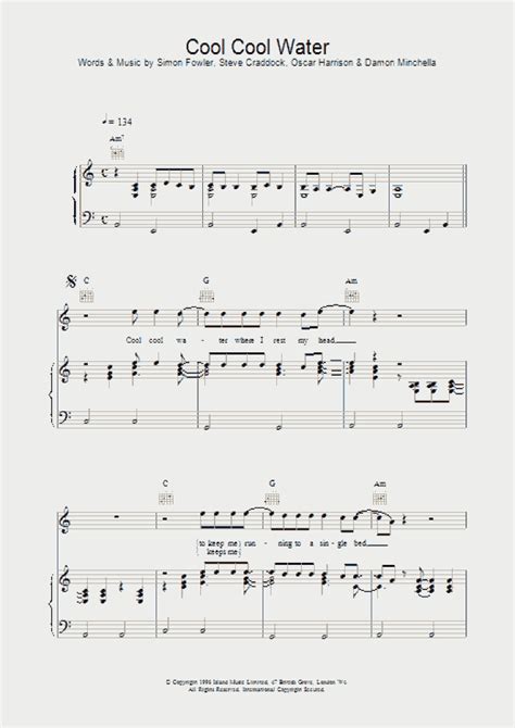 Cool Cool Water Piano Sheet Music Onlinepianist