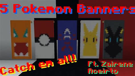 Minecraft How To Make 5 Cool Pokemon Banners Tutorial Ft Zairene