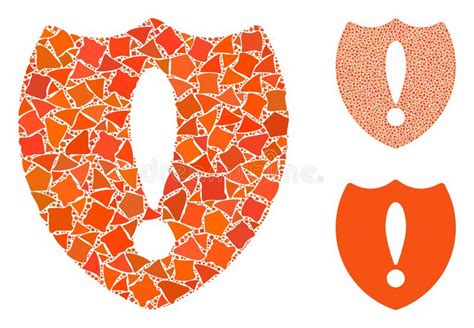 Problem Shield Mosaic Icon Of Irregular Items Stock Vector