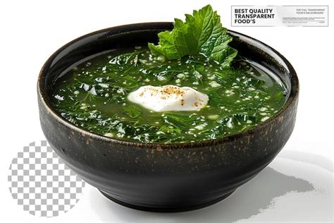 Premium Psd A Bowl Of Green Soup With A White Substance In It