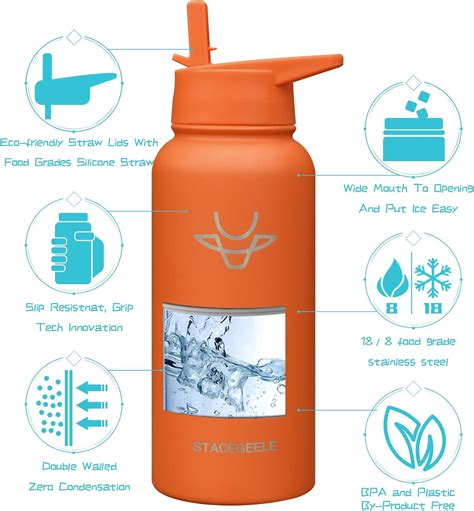 Stacegeele 32oz Insulated Water Bottle With Straw Ubuy India