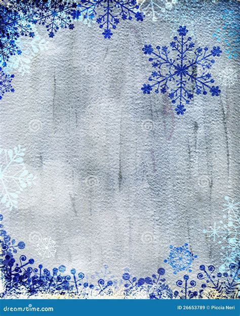 Silver Christmas Card With Blue Snowflakes Stock Illustration