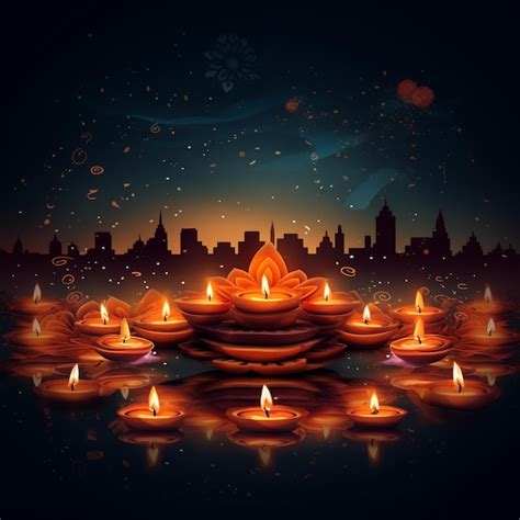 Premium Ai Image Diwali Festival Diyas Background Poster